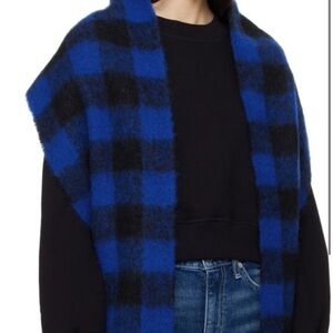 Rag & bone blue plaid wool scarf